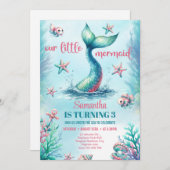 Invitation Anniversaire de la queue de sirène turquoise à l'a (Devant / Derrière)