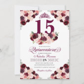 Invitation Anniversaire de la Quinceanera de la Bourgogne ros (Devant)