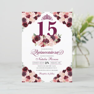 Invitation Anniversaire de la Quinceanera de la Bourgogne ros