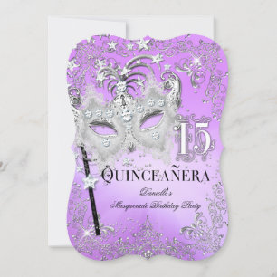 Invitation Anniversaire de la Quinceanera Masquerade violet