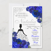 Invitation Anniversaire de la Quinceanera Royal Blue Silver (Devant)