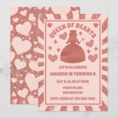 Invitation Anniversaire De La Reine Des Coeurs D'Or rose (Devant / Derrière)