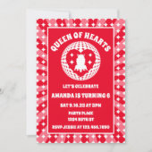 Invitation Anniversaire De La Reine Des Coeurs Rouge Rétro (Devant)