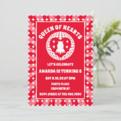 Invitation Anniversaire De La Reine Des Coeurs Rouge Rétro (Debout devant)