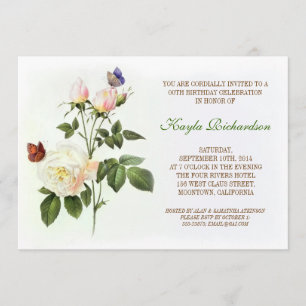 Invitation anniversaire de la rose blanche victorienne