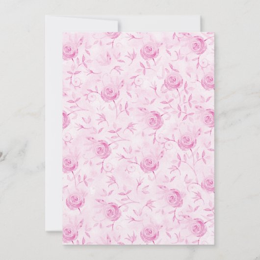 Invitation Anniversaire de la Rose rose florale de n'importe (Dos)