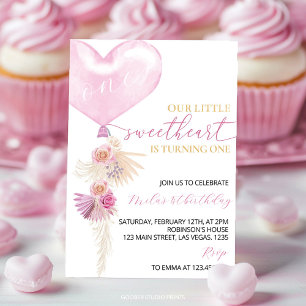 Invitation Anniversaire de la Saint Valentin au coeur rose