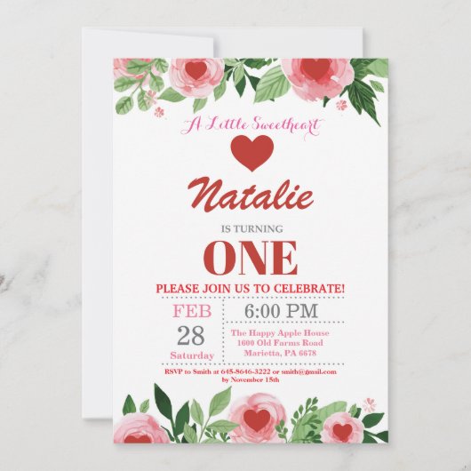 Invitation Anniversaire de la Saint-Valentin Notre Petit Chér (Devant)