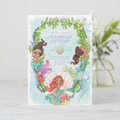 Invitation Anniversaire de la sirène afro-américaine (Debout devant)