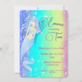Invitation Anniversaire de la sirène arc-en-ciel (Devant)
