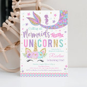 Invitation Anniversaire de la sirène de licorne magique