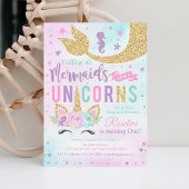 Invitation Anniversaire de la sirène de licorne magique
