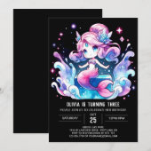 Invitation Anniversaire de la sirène de mer (Devant / Derrière)