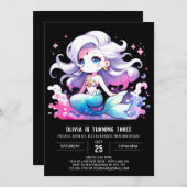 Invitation Anniversaire de la sirène d'océan moderne (Devant / Derrière)