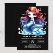 Invitation Anniversaire de la sirène d'océan moderne (Devant / Derrière)