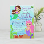 Invitation Anniversaire de la Sirène Féminine Sous la Mer (Debout devant)