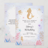 Invitation Anniversaire de la sirène magique (Devant / Derrière)