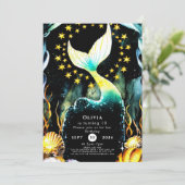 Invitation Anniversaire de la sirène marine colorée (Debout devant)