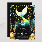 Invitation Anniversaire de la sirène marine colorée (Devant / Derrière)