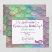 Invitation Anniversaire de la sirène personnalisée (Devant / Derrière)