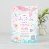 Invitation Anniversaire de la sirène rose magique (Debout devant)