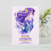 Invitation Anniversaire De La Sirène Sous La Fête De La Mer (Debout devant)