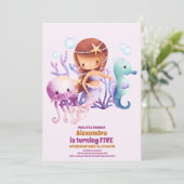 Invitation Anniversaire De La Sirène Sous La Fête De La Mer (Debout devant)