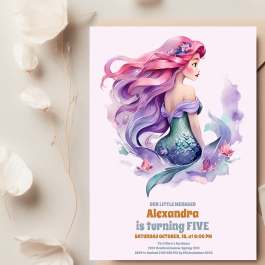 Invitation Anniversaire De La Sirène Sous La Fête De La Mer
