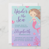 Invitation Anniversaire de la sirène "Sous la mer" (Devant)