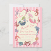 Invitation Anniversaire de la sirène sous la mer main de la c (Devant)