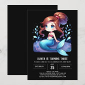 Invitation Anniversaire de la sirène sur mesure (Devant / Derrière)