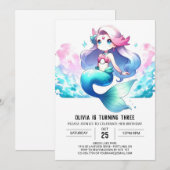 Invitation Anniversaire de la sirène Whimsy numérique (Devant / Derrière)