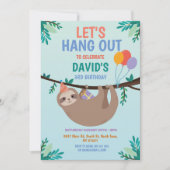 Invitation Anniversaire de la Sloth Party Passons à la Bleue (Devant)