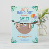 Invitation Anniversaire de la Sloth Party Passons à la Bleue (Debout devant)