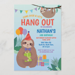 Invitation Anniversaire de la Soirée Bleu des animaux amusant