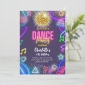 Invitation Anniversaire de la soirée de danse néon (Debout devant)