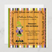 Invitation Anniversaire de la sorcière de Hocus Pocus (orange (Devant / Derrière)