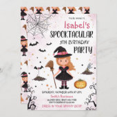 Invitation Anniversaire de la Sorcière Rose Halloween (Devant / Derrière)