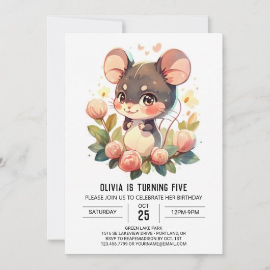 Invitation Anniversaire de la souris en ligne (Devant)
