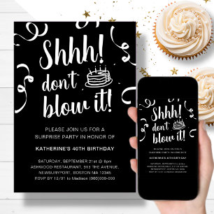 Invitation Anniversaire de la surprise noire Ne soufflez pa
