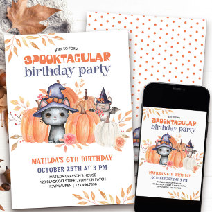Invitation Anniversaire de la Tache de Citrouille de Chat Noi