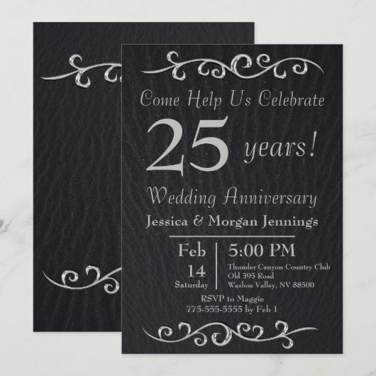 Invitation Anniversaire de la Texture Noire Classi (Devant / Derrière)