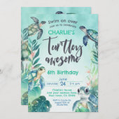 Invitation Anniversaire de la tortue de mer (Devant / Derrière)