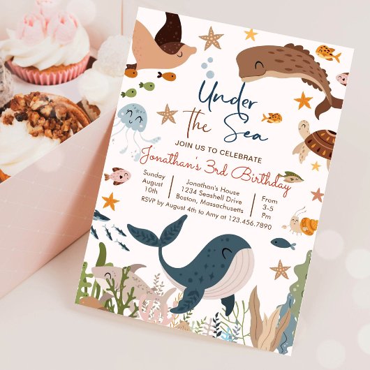 Invitation Anniversaire de la Tortue de Mer Requin Baleine So