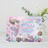 Invitation Anniversaire de la tortue des sirènes de mer Narwh (Debout devant)