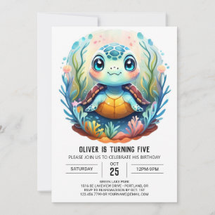 Invitation Anniversaire de la tortue éclair aquatique enchant