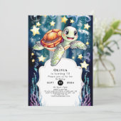Invitation Anniversaire de la tortue magique pour enfants (Debout devant)