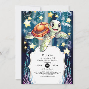 Invitation Anniversaire de la tortue magique pour enfants