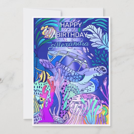 Invitation Anniversaire de la tortue sous-marine (Devant)