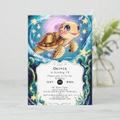 Invitation Anniversaire de la tortue sous-marine de Boho colo (Debout devant)